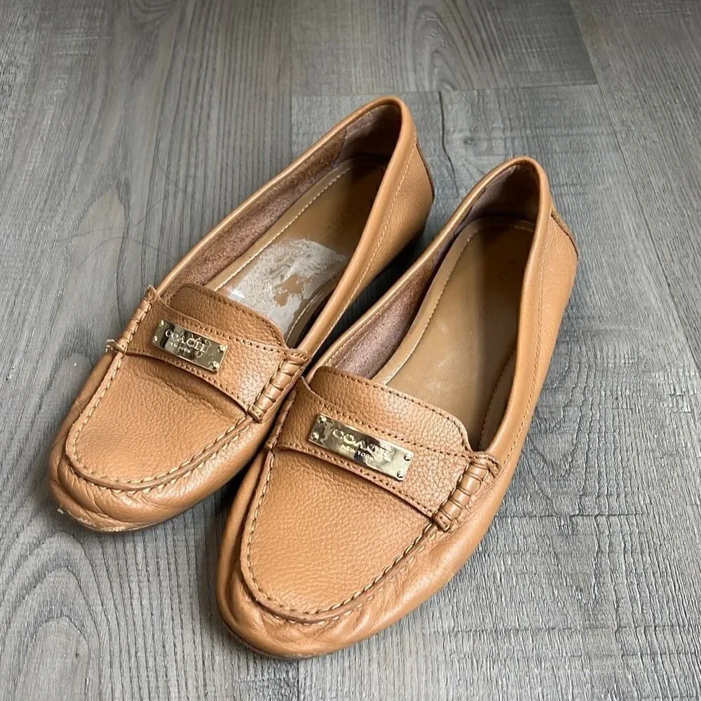 Coach Fredrica Loafers Pebbled Leather Size 6.5B Slip On Flats